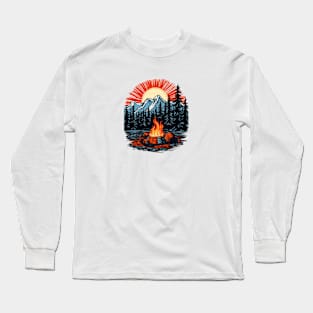 Campsite/Campfire Design Long Sleeve T-Shirt